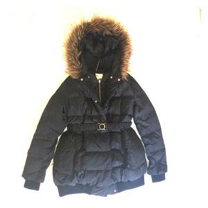 Momo Maternity Down Puffy Hooded Belted Jacket